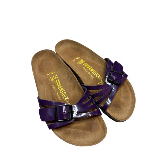 Birkenstock Molina Sandals Women 35 Purple Patent Leather Slip On Comfort Cork - Picture 3 of 6